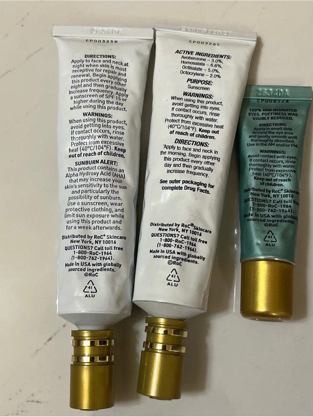 ROC retinol correxion deep wrinkle night and daily moisturizer and eye cream lot